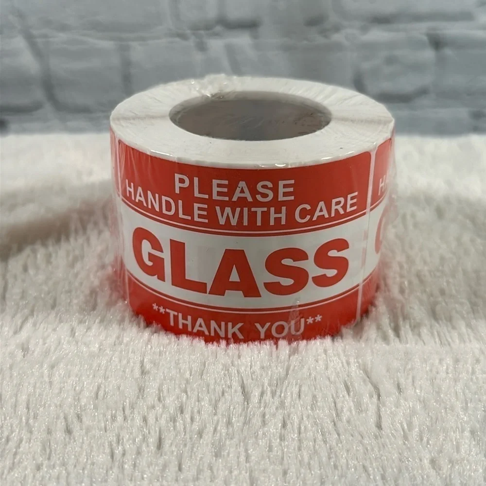Fragile Glass Stickers 2×3 Inch Shipping Label Handle w Care- 300 Per Roll NEW